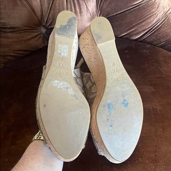 Coach Tan Wedge Slingback Shoes - Picture 4 of 5